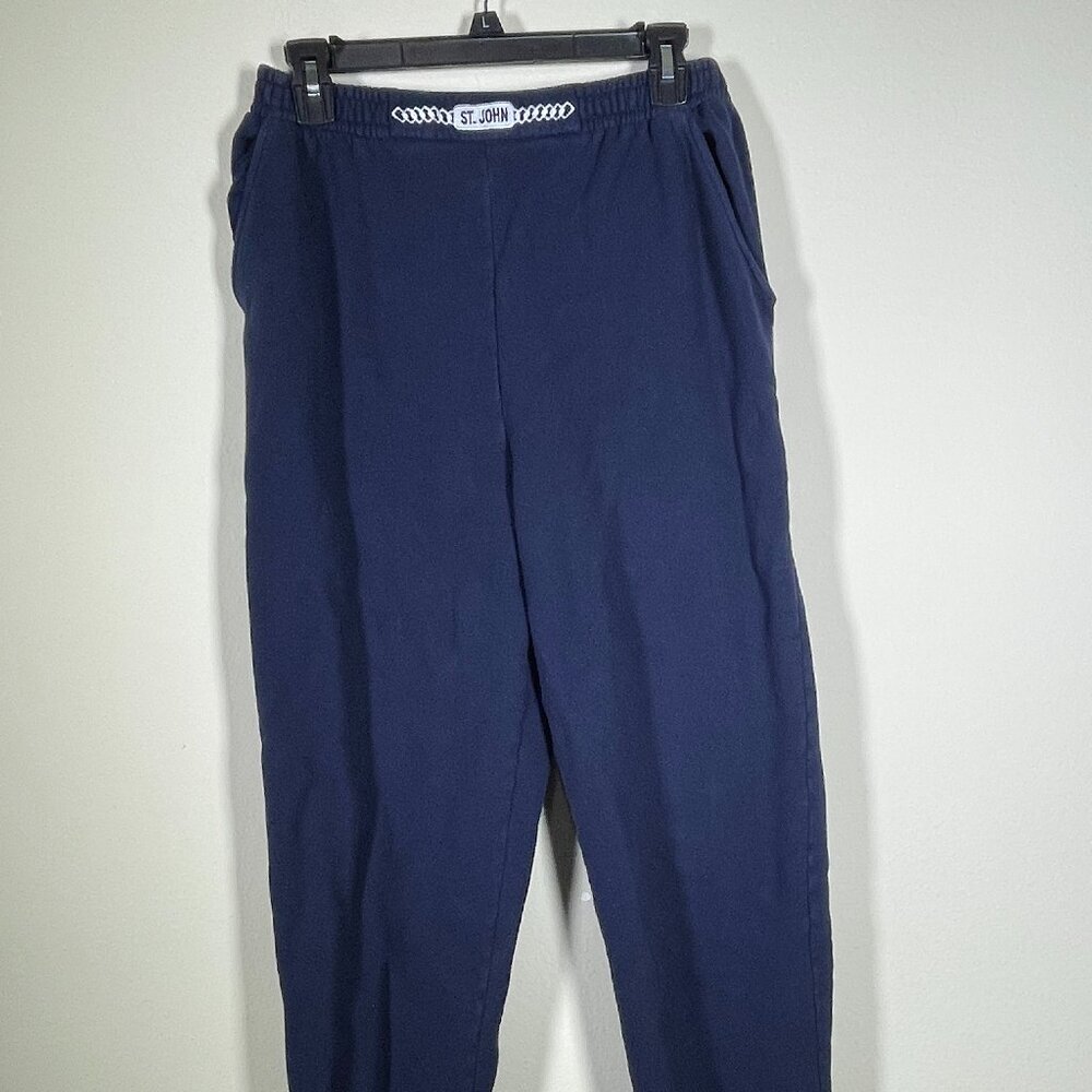 St John By Marie Gray Women's Navy Jogger Pants Large Comfy Athleisure